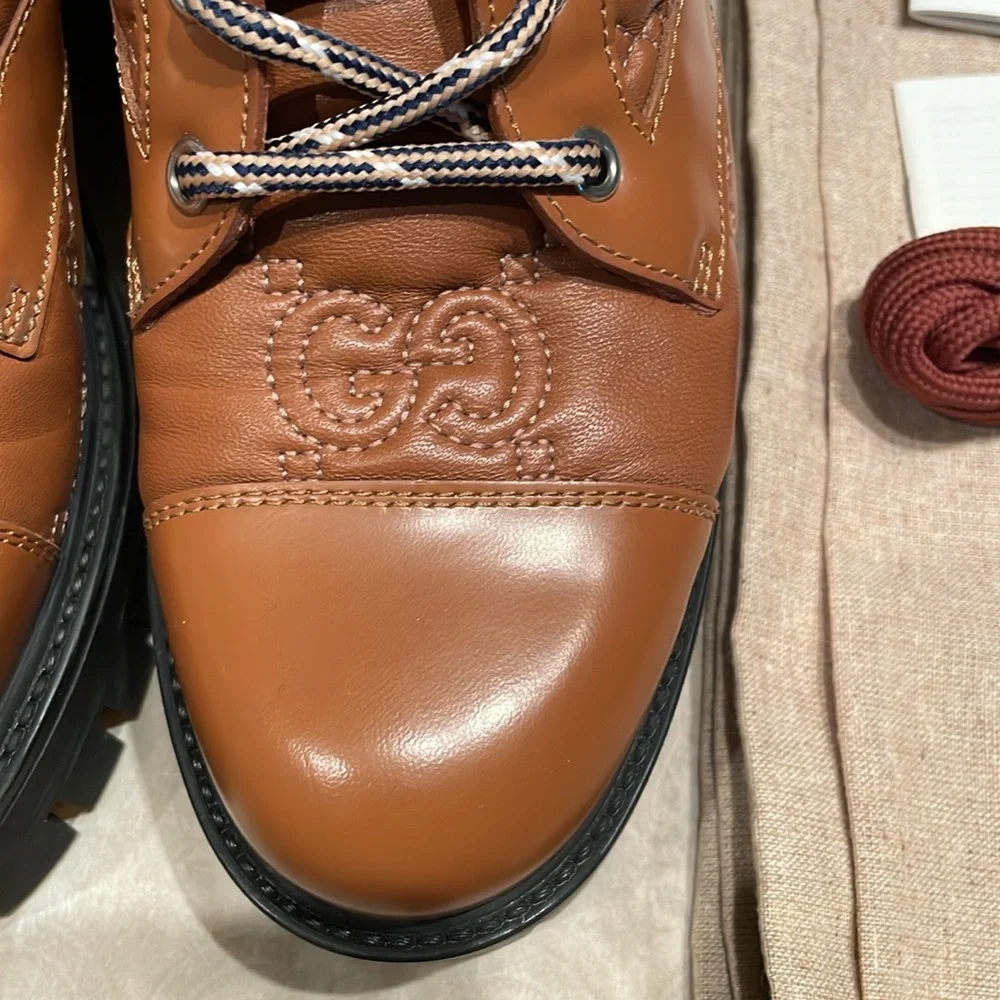 GG Logo Quilted Combat Boots, Like New - Picture 3 of 6